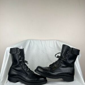 Vintage Addison Shoe Company Combat Boots Black Leather Lace Up Size 6.5 B